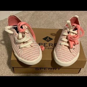 Sperry New Lounge LLT Pink Stripe Memory Form Lace-up Sneakers!